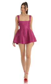 Fit and Flare Dress in Berry